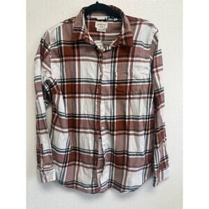 Weatherproof Vintage Shirt Mens Burgundy Buffalo Check Plaid Flannel